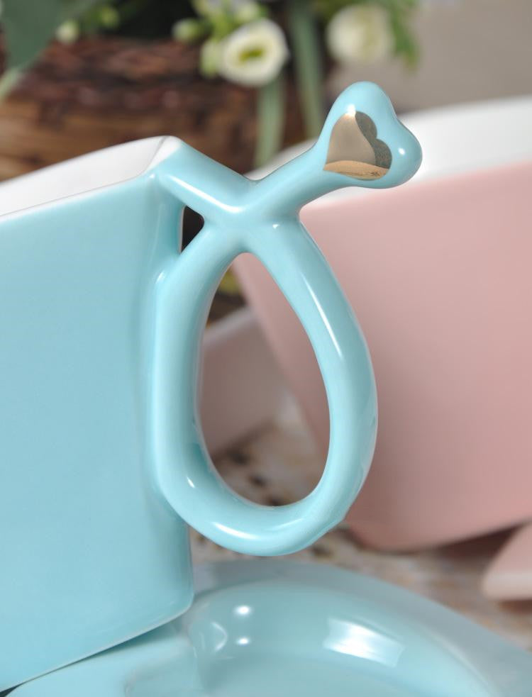 Love Heart Mug Set | Ceramic Mug & Saucer – Perfect Gift for Him & Her