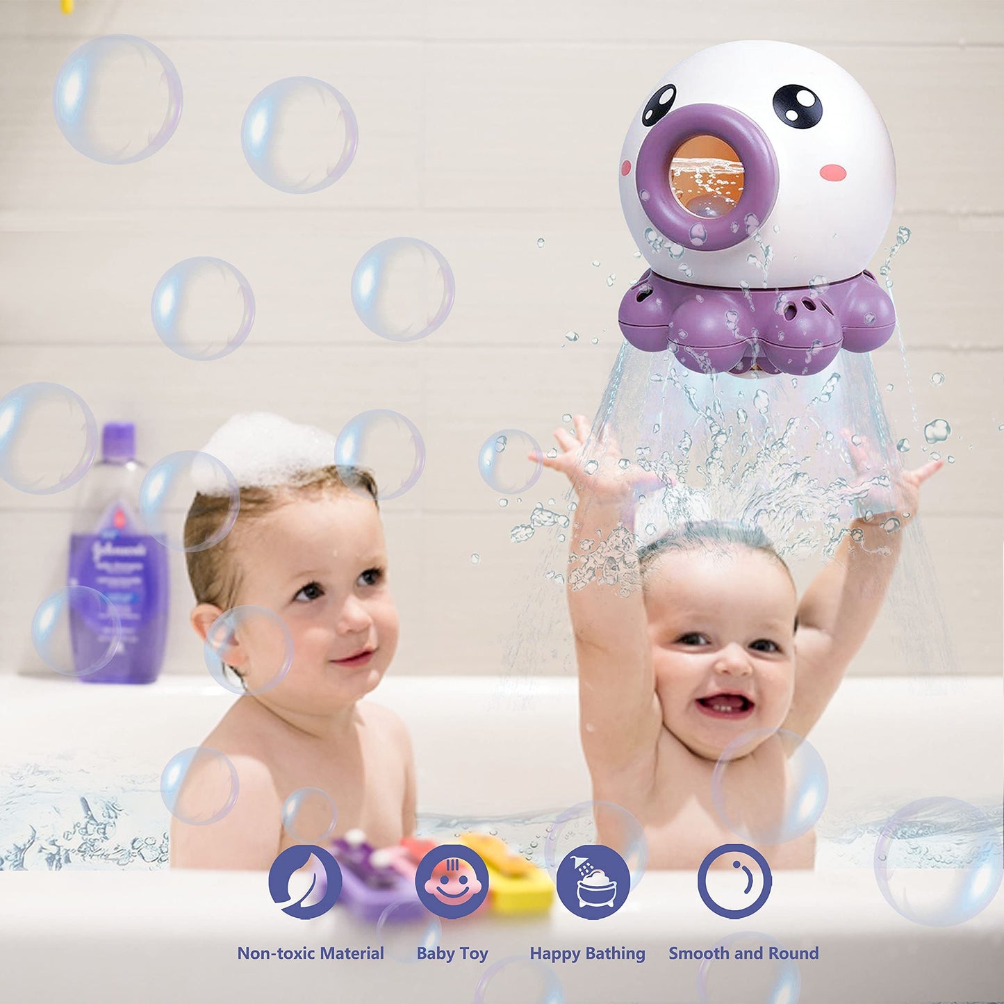 Octopus Fountain Bath Toy Water Jet Rotating Shower Bathroom Toy Summer Water Toys Sprinkler Beach Toys Kids Water Toys in use.