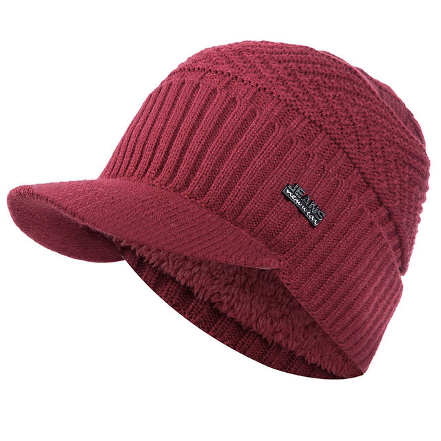 Peaked Beanie Hat | Unisex Winter Beanie with Sun Protection